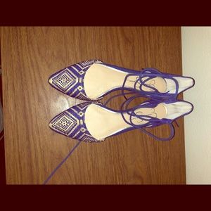 Blue printed lace up